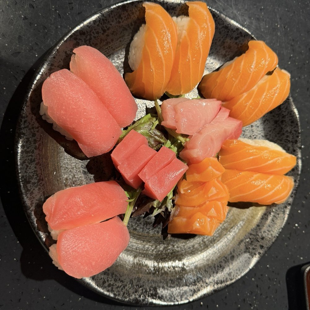 Sushi%AYCE/All You Can Eat - Nigiri and sashimi plate with ahi, hamachi, salmon sashimi and ahi and salmon nigiri. - Sushi Bars Near Me - Seattle, Washington Sushi%AYCE/All You Can Eat - Nigiri and sashimi plate with ahi, hamachi, salmon sashimi and ahi and salmon nigiri. - Sushi Bars Near Me - Seattle, Washington