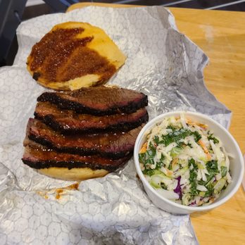 Tommy's BBQ - Brisket sandwich with coleslaw on the side - Barbeque Near Me - Hercules, California