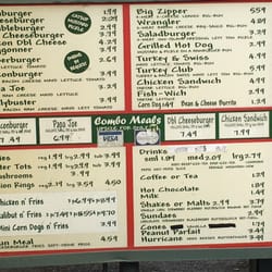 Zip's Drive In - The menu