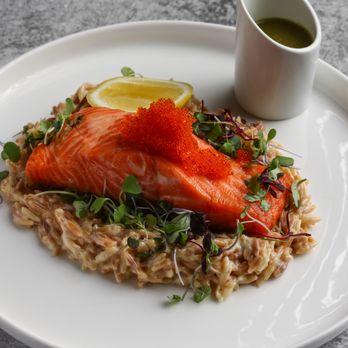 Epique Restaurant - Trout Filet with Orzo - Armenian Near Me - Glendale, California Epique Restaurant - Trout Filet with Orzo - Armenian Near Me - Glendale, California