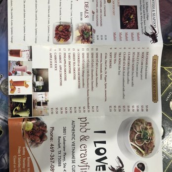 I Love Pho & Crawfish - Menu 2 - Vietnamese Near Me - Rowlett, Texas