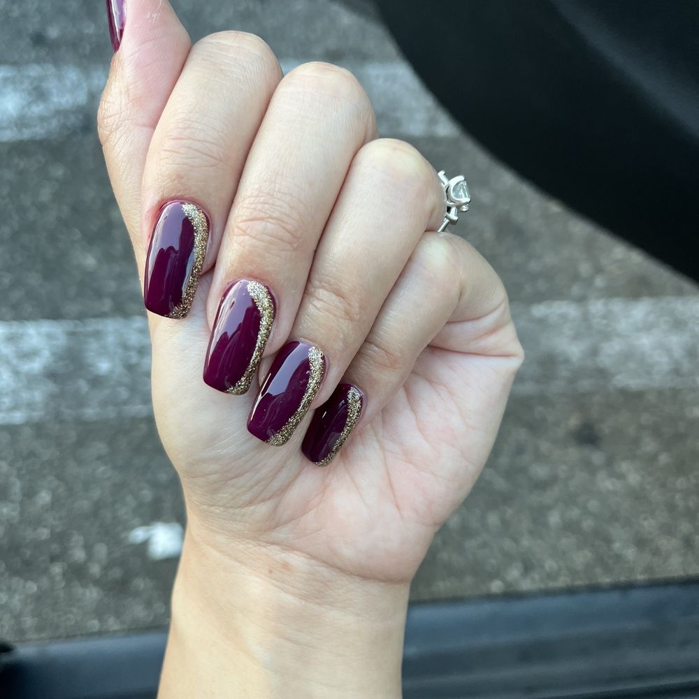 Acrylic with gel and gold trim design