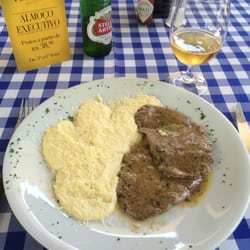 Pecorino Bar & Trattoria - Lunch menu. Filets with lemon sauce and smashed potatoes
