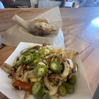 Krunch Burger - Loaded fries with house pickled jalepeno, sautéed mushrooms - Burgers Near Me - La Mirada, California Krunch Burger - Loaded fries with house pickled jalepeno, sautéed mushrooms - Burgers Near Me - La Mirada, California