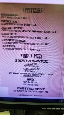 Menu photo 2 The Pit Sports Bar  Saint Gabriel, LA