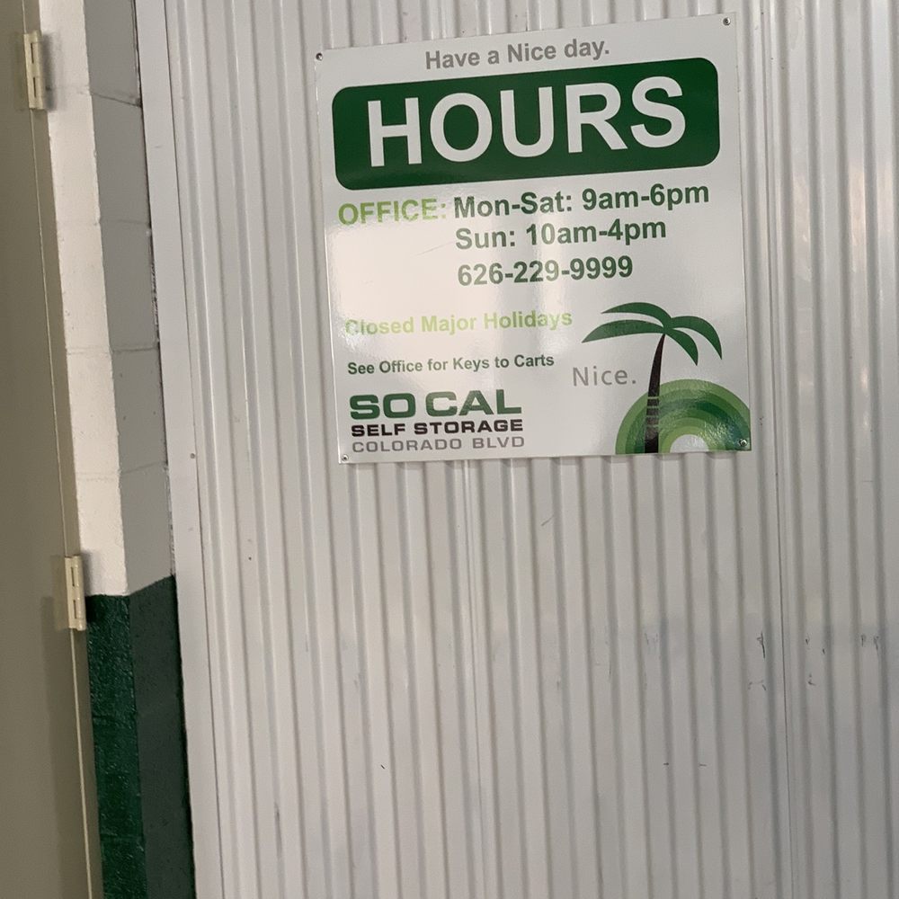 SoCal Self Storage - Here are there office time. - Self Storage Near Me - Pasadena, California SoCal Self Storage - Here are there office time. - Self Storage Near Me - Pasadena, California