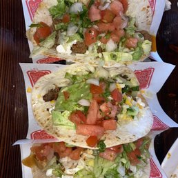 Chicken, pork, beef taco