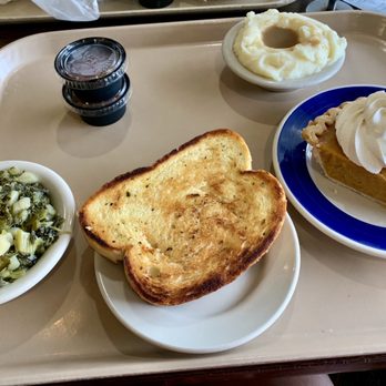 Piccadilly - Turnip greens, garlic bread, mashed potatoes & gravy, sweet potato pie - Southern Near Me - Hollywood, Florida