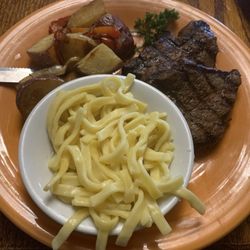 The Farm Restaurant and Pub - Twin 4 oz Medallion Filets with homemade noodles and roasted red skin potatoes