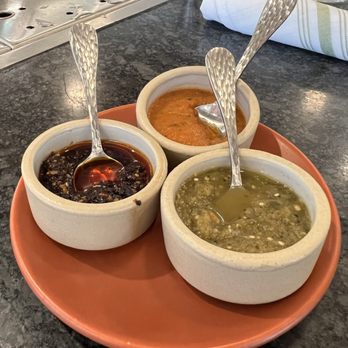 Conejo - Trio of salsas (the oil based red salsa is my favorite!!) - Mexican Near Me - Richmond, Virginia Conejo - Trio of salsas (the oil based red salsa is my favorite!!) - Mexican Near Me - Richmond, Virginia