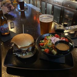 Wolf's Pub - The Howler Burger and salad.