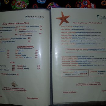 Tita Tulum - Dinner menue - Vacation Rentals Near Me - Tulum, ROO