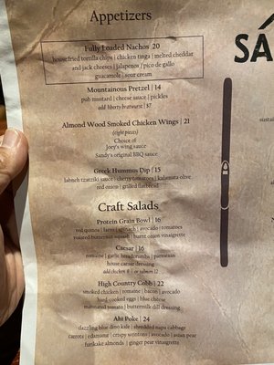 Menu photo 1 Sandy's Pub Olympic Valley, CA