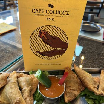 Cafe Colucci - Veg Sambussa (left) and Beef Sambussa (right) - Ethiopian Near Me - Oakland, California