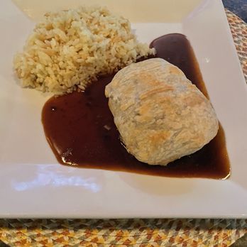 350 Grill - Beef Wellington/rice pilaf before I cut it (so you at least know) - New American Near Me - Springfield, Massachusetts