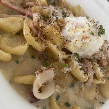 Ellie's - Breakfast pasta. The bacon adds the finishing flavor on this dish and even if you don't eat meat or pork, the dish is still spectacular. - Italian Near Me - Long Beach, California Ellie's - Breakfast pasta. The bacon adds the finishing flavor on this dish and even if you don't eat meat or pork, the dish is still spectacular. - Italian Near Me - Long Beach, California