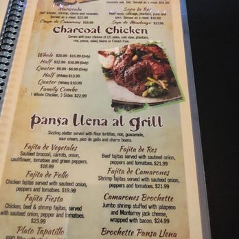 Pansa Llena - a menu on a table - Mexican Near Me - Silver Spring, Maryland