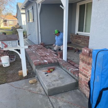 SAL'S CONCRETE - Almost finished! Brick overlay was a sweet finishing touch on the newly expanded porch - Masonry/Concrete Near Me SAL'S CONCRETE - Almost finished! Brick overlay was a sweet finishing touch on the newly expanded porch - Masonry/Concrete Near Me