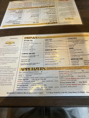 Menu photo 8 Mo Pho Mi Costa Mesa, CA