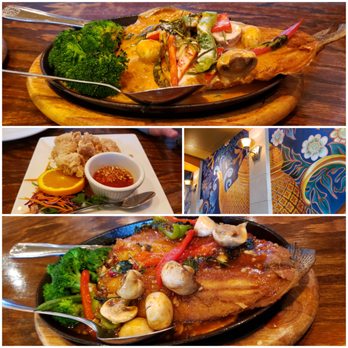 Benjarong Thai Restaurant - Fried trout (#55, 56) and Fried Calamari. - Thai Near Me - Monroe, Washington