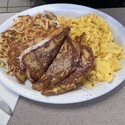 French toast special with eggs and hashbrowns