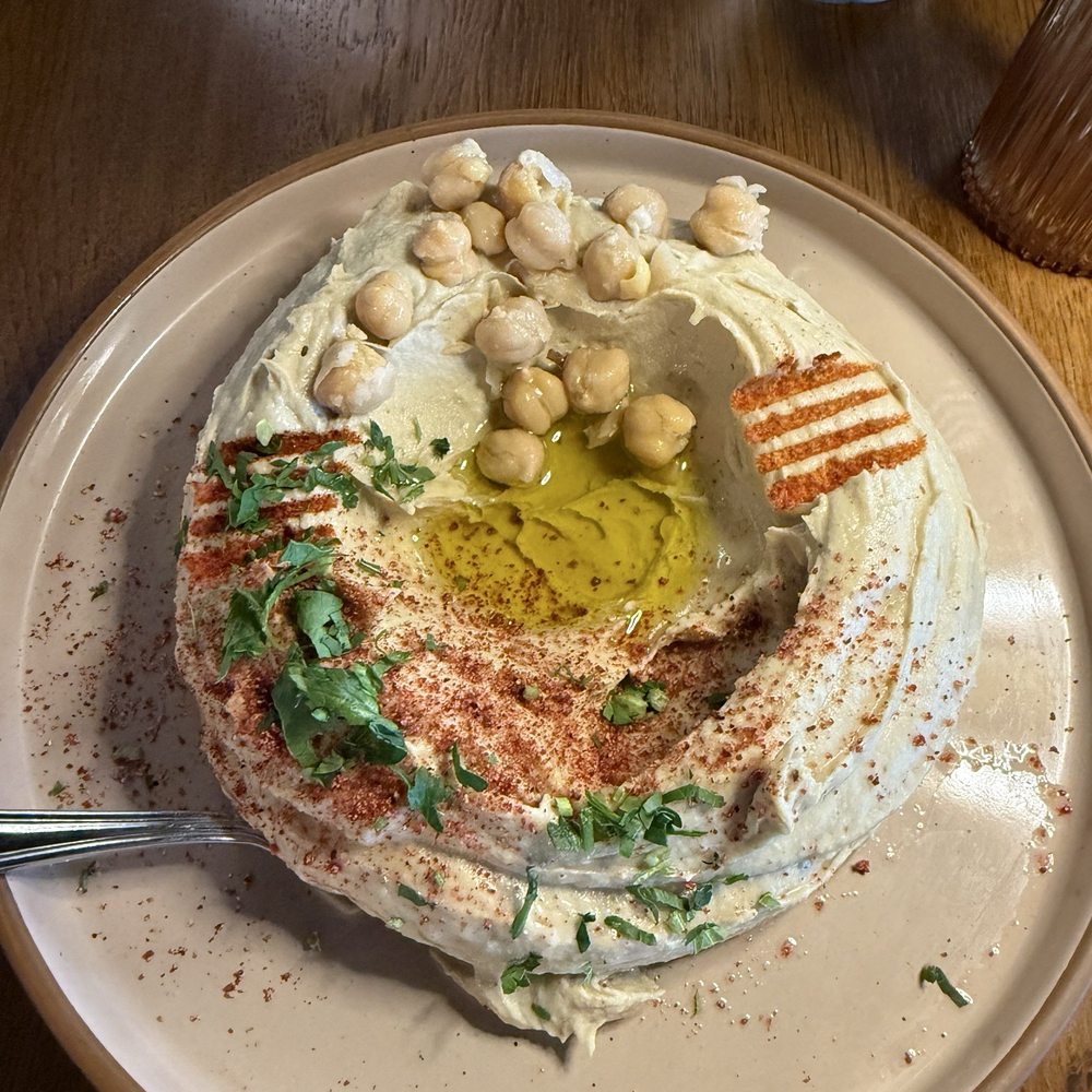 Traditional hummus appetizer with fresh pita