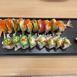 Neko Thai and Sushi Bar - Rainbow Dragon Roll up top & Hot Lady Roll