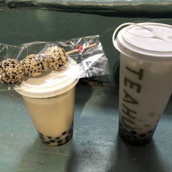 Tea Hut - Sesame Mochi balls and 4 seasons milk tea with boba and a coconut milk tea with coconut pudding with boba - Bubble Tea Near Me - San Francisco, California Tea Hut - Sesame Mochi balls and 4 seasons milk tea with boba and a coconut milk tea with coconut pudding with boba - Bubble Tea Near Me - San Francisco, California