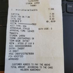 7-Eleven - This is price for 16lb bag of ice on 7-11 store.