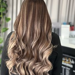 Bila's Hair Studio & Supplies - Soft warm caramel blondes over this amazing long hair!