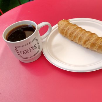 Black Milk Coffee and Crepe - Drip coffee and a cannoli-like pastry. Flaky dough with light vanilla cream. - Coffee & Tea Near Me - Brooklyn, New York Black Milk Coffee and Crepe - Drip coffee and a cannoli-like pastry. Flaky dough with light vanilla cream. - Coffee & Tea Near Me - Brooklyn, New York