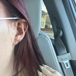 Paul Mitchell the School Charlotte - Hair dye left in my ears plus forehead after I left the salon.