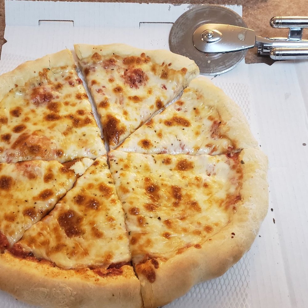Small 12" double crust cheese pizza. Small 12" double crust cheese pizza.