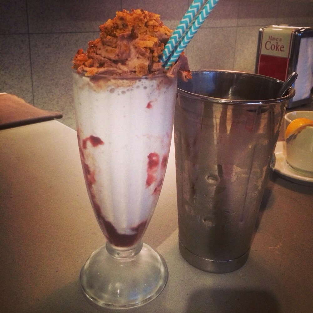 Fable Diner - Strawberry milkshake with Nutella whip and salted cereal - Diners Near Me - Vancouver, British Columbia Fable Diner - Strawberry milkshake with Nutella whip and salted cereal - Diners Near Me - Vancouver, British Columbia