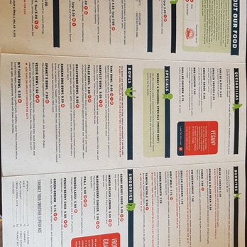 Laughing Planet - A photo of the menu - Vegan Near Me - Corvallis, Oregon
