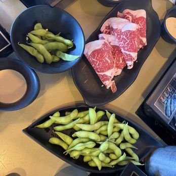O'seyo Shabu Shabu - Freebie from SGV passbook. Edamame and extra plate of beef. - Japanese Near Me - Pasadena, California O'seyo Shabu Shabu - Freebie from SGV passbook. Edamame and extra plate of beef. - Japanese Near Me - Pasadena, California