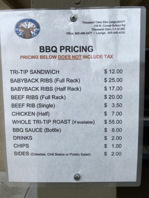 Menu photo 2 Elks Lodge Thousand Oaks Thousand Oaks, CA