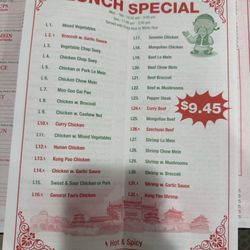 China Garden - Lunch special menu and hours