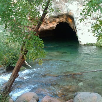 Fossil Creek Wilderness - The cave just past the waterfall. You can climb the walls and jump into the water! - Hiking Near Me - Strawberry, Arizona