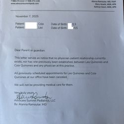 Summit Pediatric Associates PA - Refusal to provide care for my adopted sons.