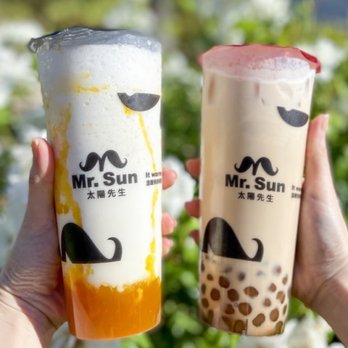 Mr Sun Tea - Mr Sun Mango, Golden Brown Sugar Milk Teas - Bubble Tea Near Me - Sacramento, California