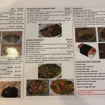 Hawaiian Sun B.B.Q - Menu as of 12/21/2025 - Hawaiian Near Me - Everett, Washington