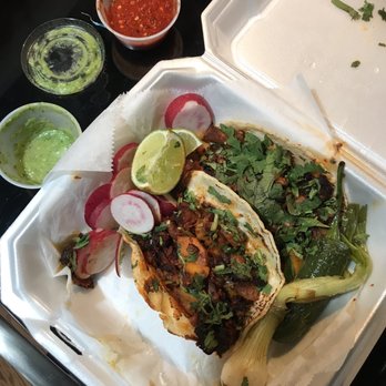 El Gallo Tropical - Al Pastor Tacos minus one Both Verde and Roja Chile are yummy too. - Mexican Near Me - Hamilton, New Jersey El Gallo Tropical - Al Pastor Tacos minus one Both Verde and Roja Chile are yummy too. - Mexican Near Me - Hamilton, New Jersey