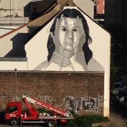 Fassadenkunst in Ehrenfeld - Fassadenkunst Christianstr. Noch unvollendet bei Aufnahme
