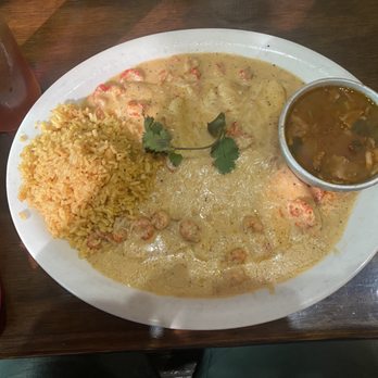 Ninfa's Mexican Restaurant - Crawfish Enchiladas, rice and Charro Beans. - Mexican Near Me - Waco, Texas Ninfa's Mexican Restaurant - Crawfish Enchiladas, rice and Charro Beans. - Mexican Near Me - Waco, Texas