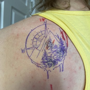A R Tattoo Studio - He was able to take 3 faded stars and hide them behind the tree lines that she picked out. - Tattoo Near Me - Brookshire, Texas A R Tattoo Studio - He was able to take 3 faded stars and hide them behind the tree lines that she picked out. - Tattoo Near Me - Brookshire, Texas