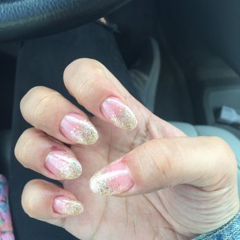 Shimmer Nails Spa - Exactly how I wanted them. These are gel acrylic w/ pink bass (looks lighter IRL). Cuticles are messed up from me, not the salon. - Nail Salons Near Me - Cypress, California