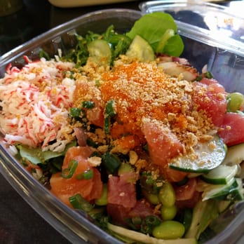 Poké Bar - Small with salad, crab, tuna, salmon, edamame, and crispy garlic - Seafood Near Me - Mountain View, California Poké Bar - Small with salad, crab, tuna, salmon, edamame, and crispy garlic - Seafood Near Me - Mountain View, California
