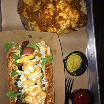 Dog Haus - Pasadena - I made my own dog. They have chili cheese tater tots. - New American Near Me - Pasadena, California Dog Haus - Pasadena - I made my own dog. They have chili cheese tater tots. - New American Near Me - Pasadena, California