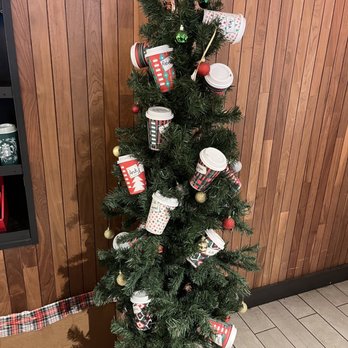 Starbucks - a christmas tree decorated with coffee cups - Coffee & Tea Near Me - Newtown, Pennsylvania Starbucks - a christmas tree decorated with coffee cups - Coffee & Tea Near Me - Newtown, Pennsylvania